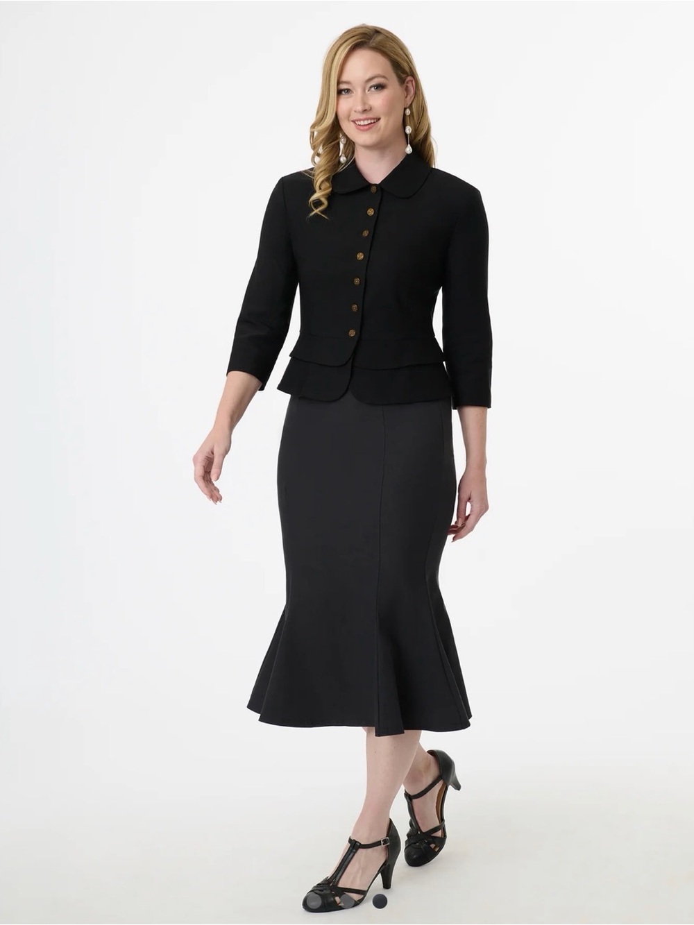 Unique Vintage Classic Black Flared Hem Women's Skirt - 3X/20 NWT
